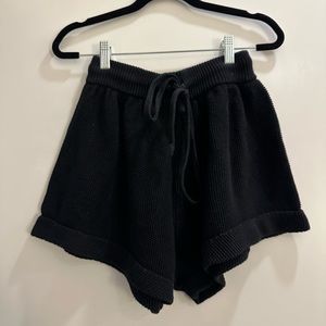 Black woven shorts